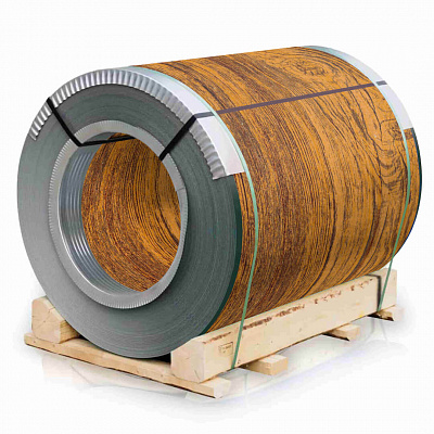 Рулон стали под дерево Орех Миланский 3D 0.45х1250мм Принтек Россия 2х сторонний