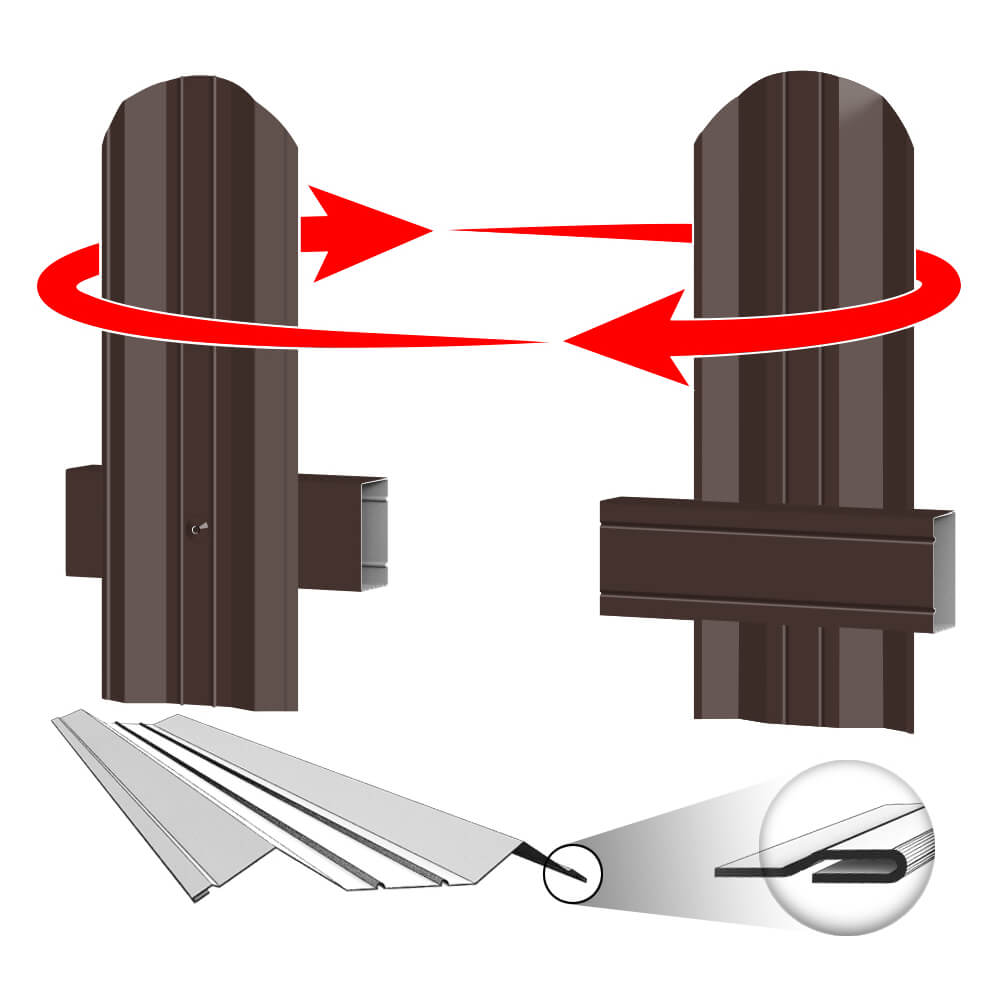 Штакетник ЭКО-М-образный 95мм RAL8017-8017 Шоколад 2-х сторонний