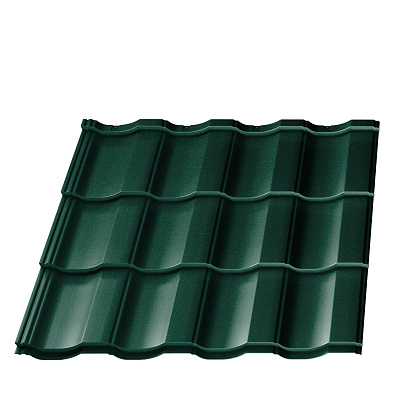 Металлочерепица Геркулес Элит RAL6005 Зеленый Мох 0.50мм RoofTop Бархат модуль 3 волны фото Центр Металлокровли