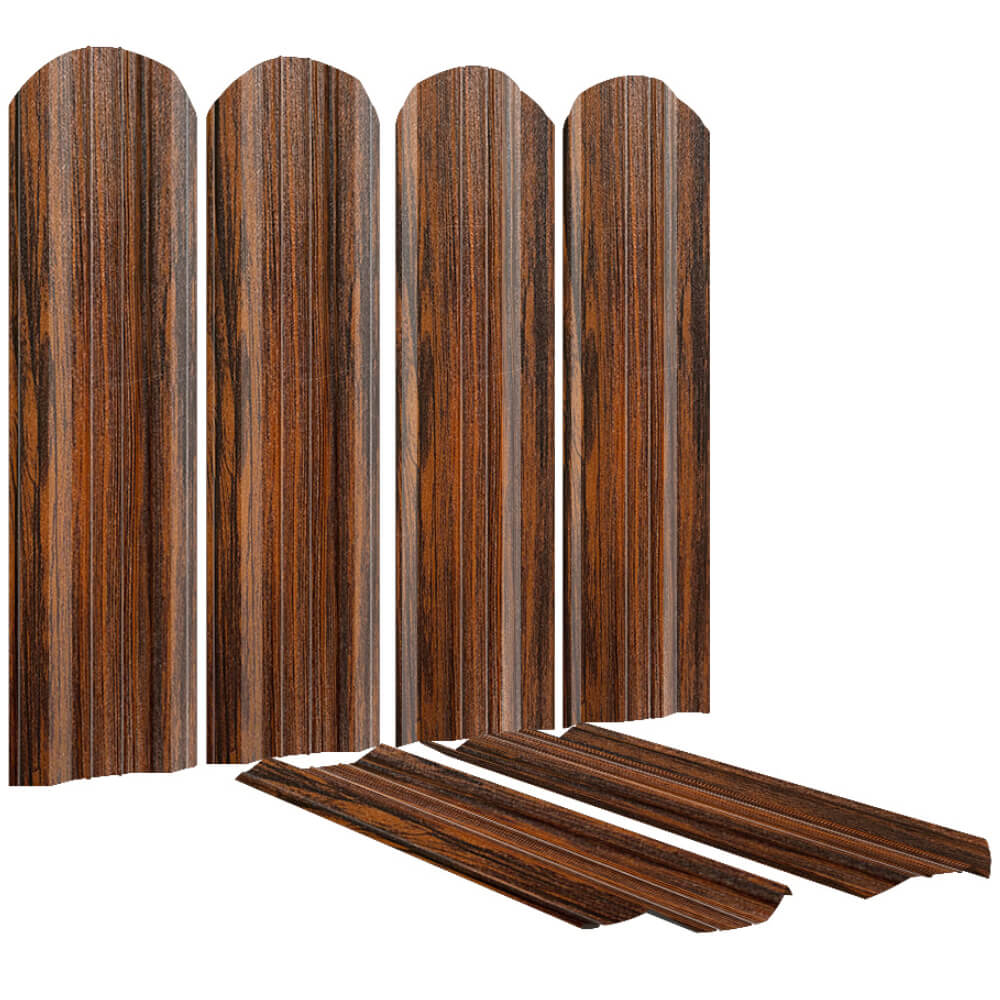 Штакетник (евроштакетник) ЭКО-М под дерево Темный Дуб 3D Принтек двусторонний