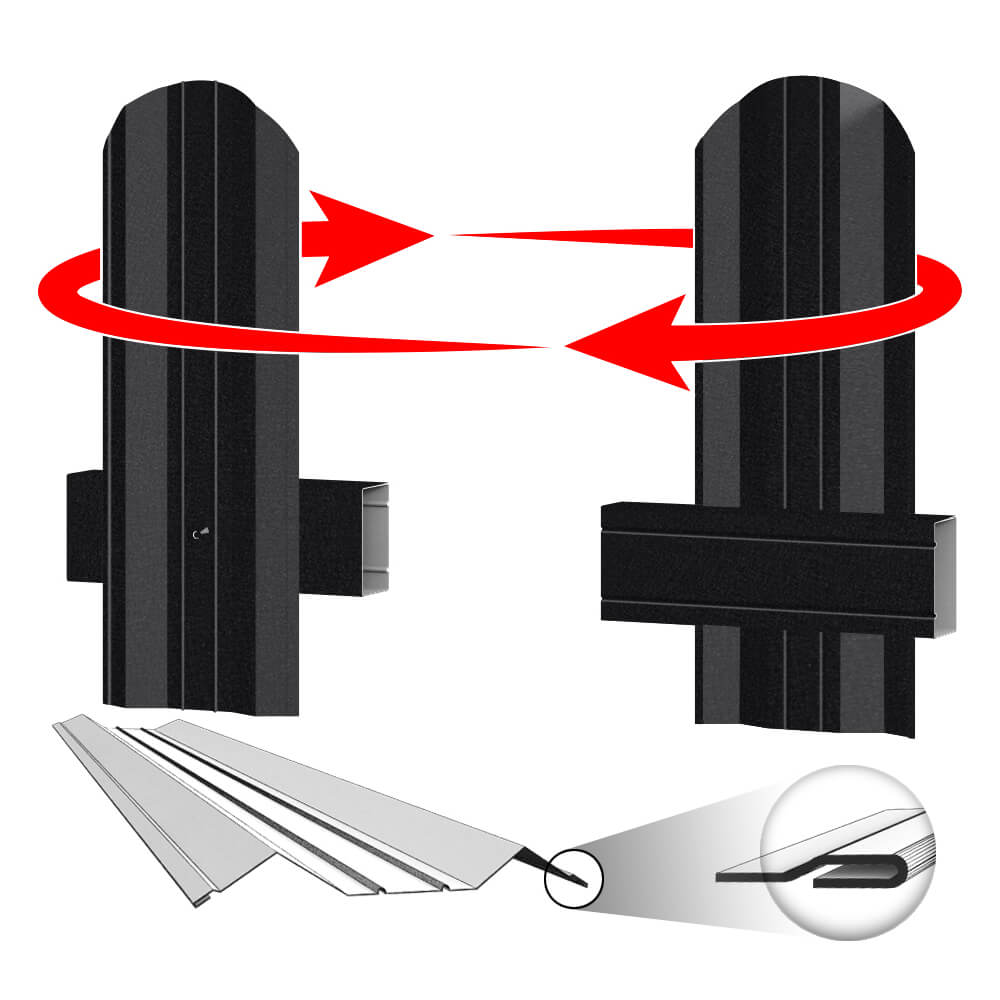 Штакетник (евроштакетник) ЭКО М-образный RAL9005-9005 МАТТЕ Черный полиэстер матовый двусторонний крепление