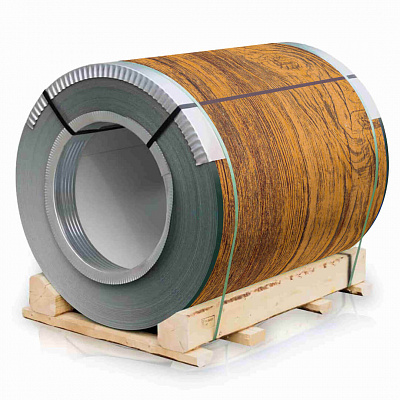 Рулон стали под дерево Орех Миланский 3D 0.45х1250мм Принтек Россия