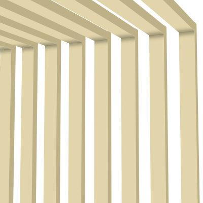 Декоративная рейка металлическая RAL1014 Бежевый на стенах и потолке в сборе