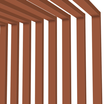 Декоративная рейка металлическая RAL8004 Терракотовый на стенах и потолке в сборе